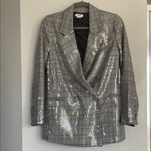 Jason Wu Gray Blazer with Sequin Texture and Oversized Fit